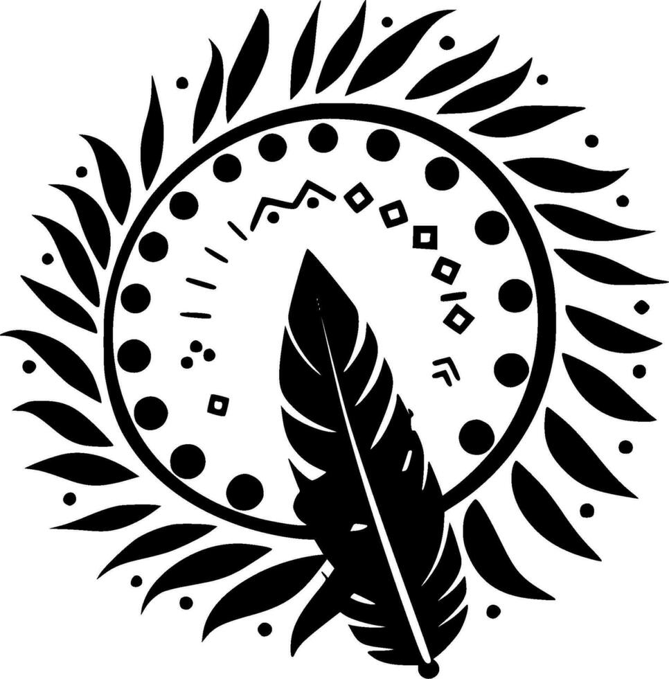 Boho, Black and White Vector illustration