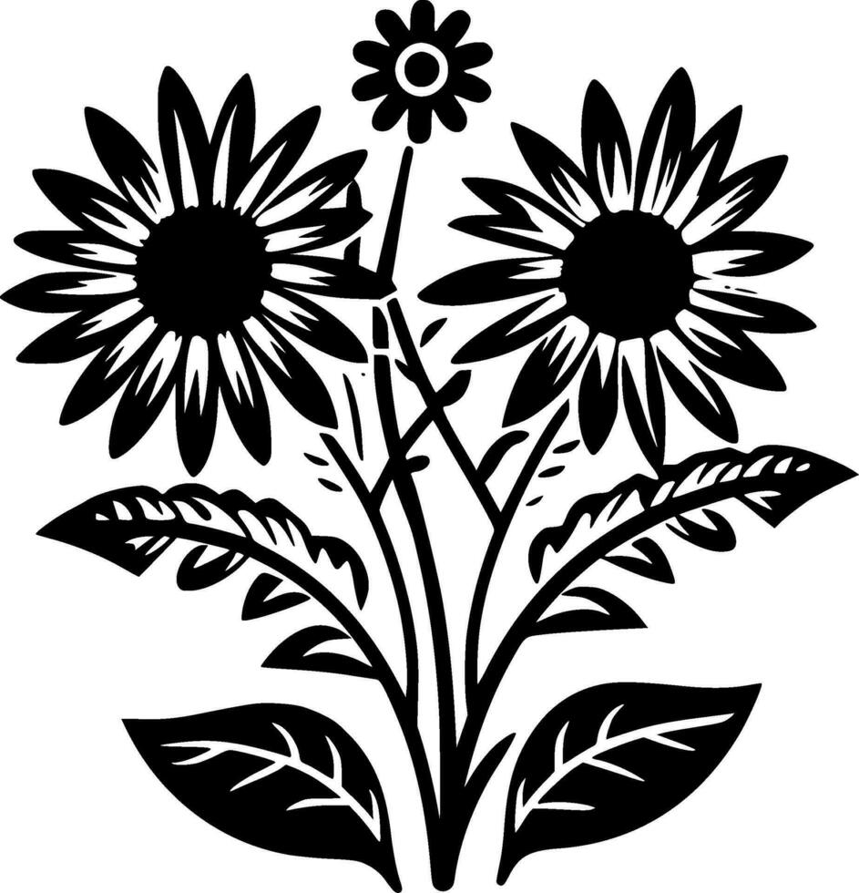 Flowers, Minimalist and Simple Silhouette - Vector illustration