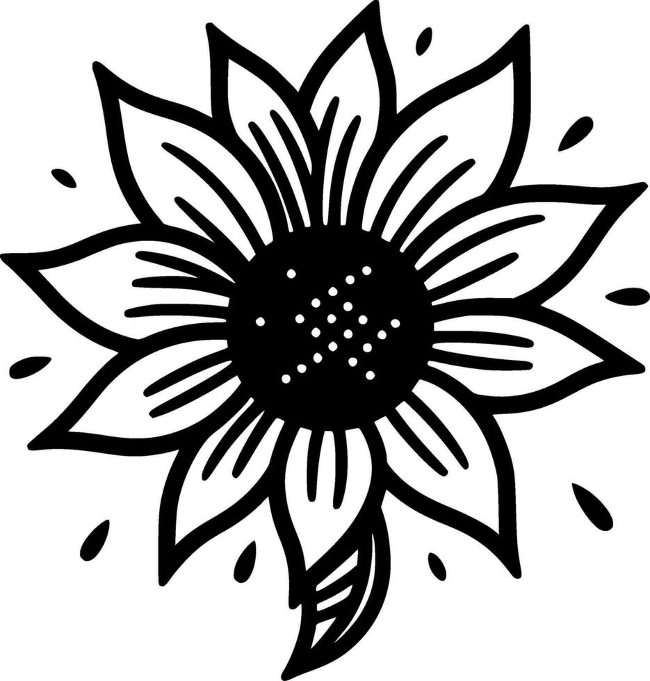 Flower - Black and White Isolated Icon - Vector illustration