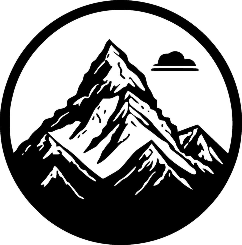 montaña - negro y blanco aislado icono - vector ilustración