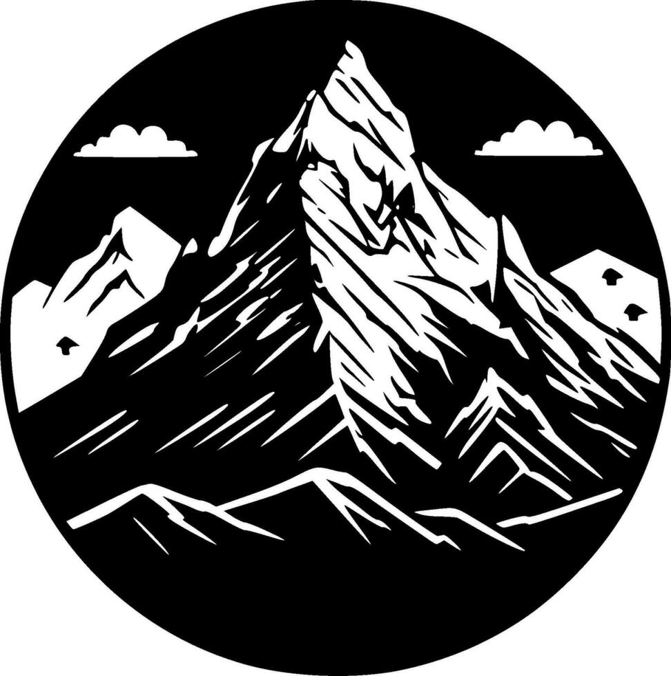 Mountains, Black and White Vector illustration