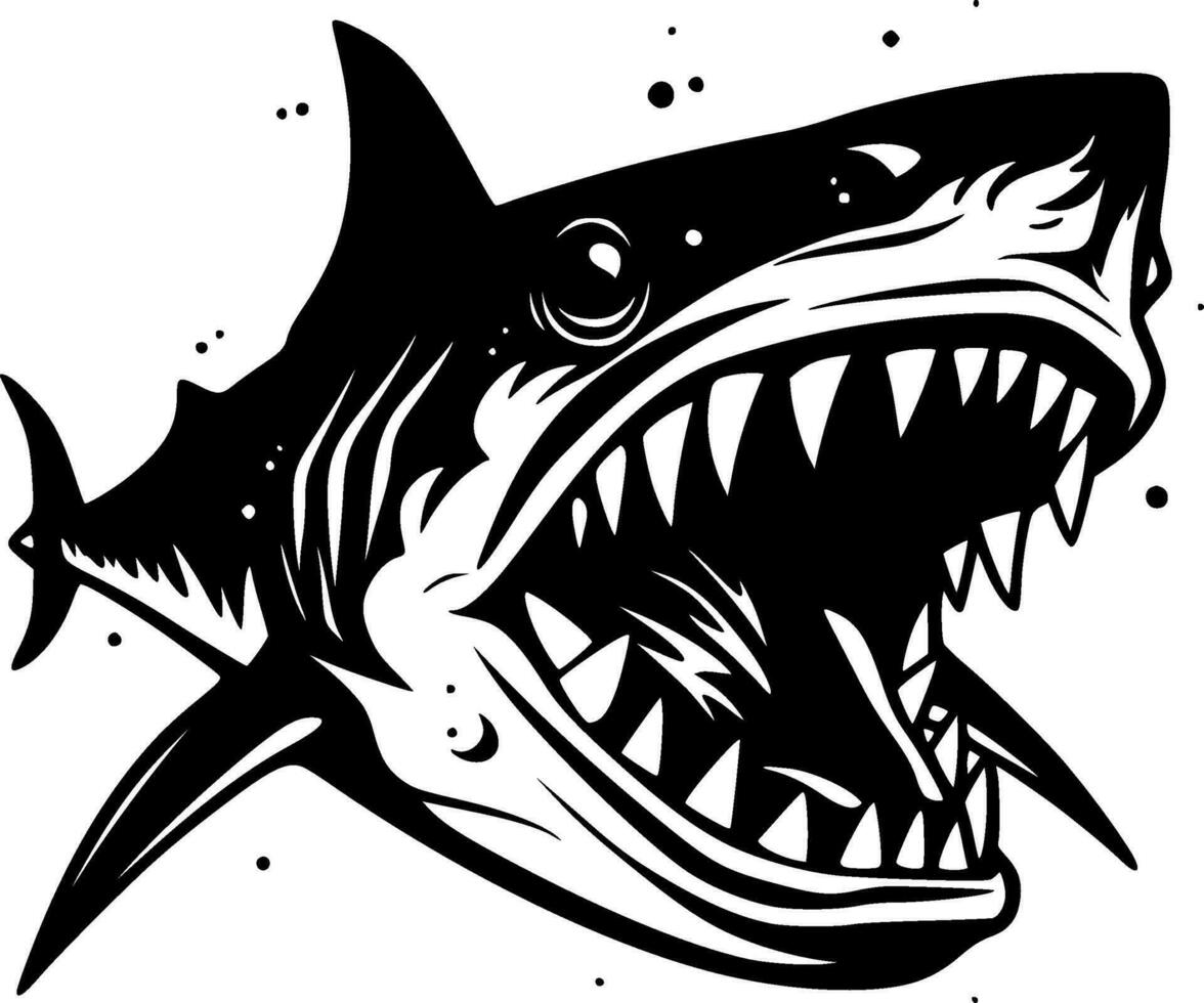 Shark - Black and White Isolated Icon - Vector illustration