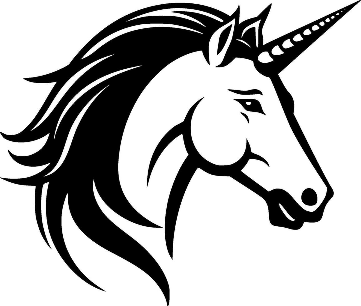Unicorn, Black and White Vector illustration