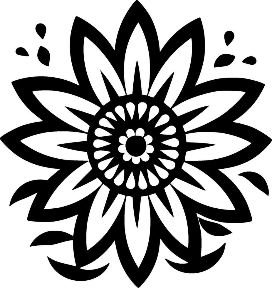 Flower, Black and White Vector illustration