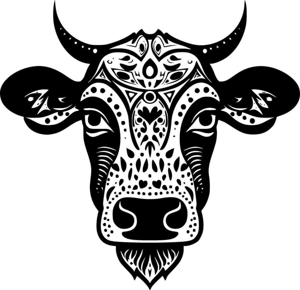 vaca - negro y blanco aislado icono - vector ilustración