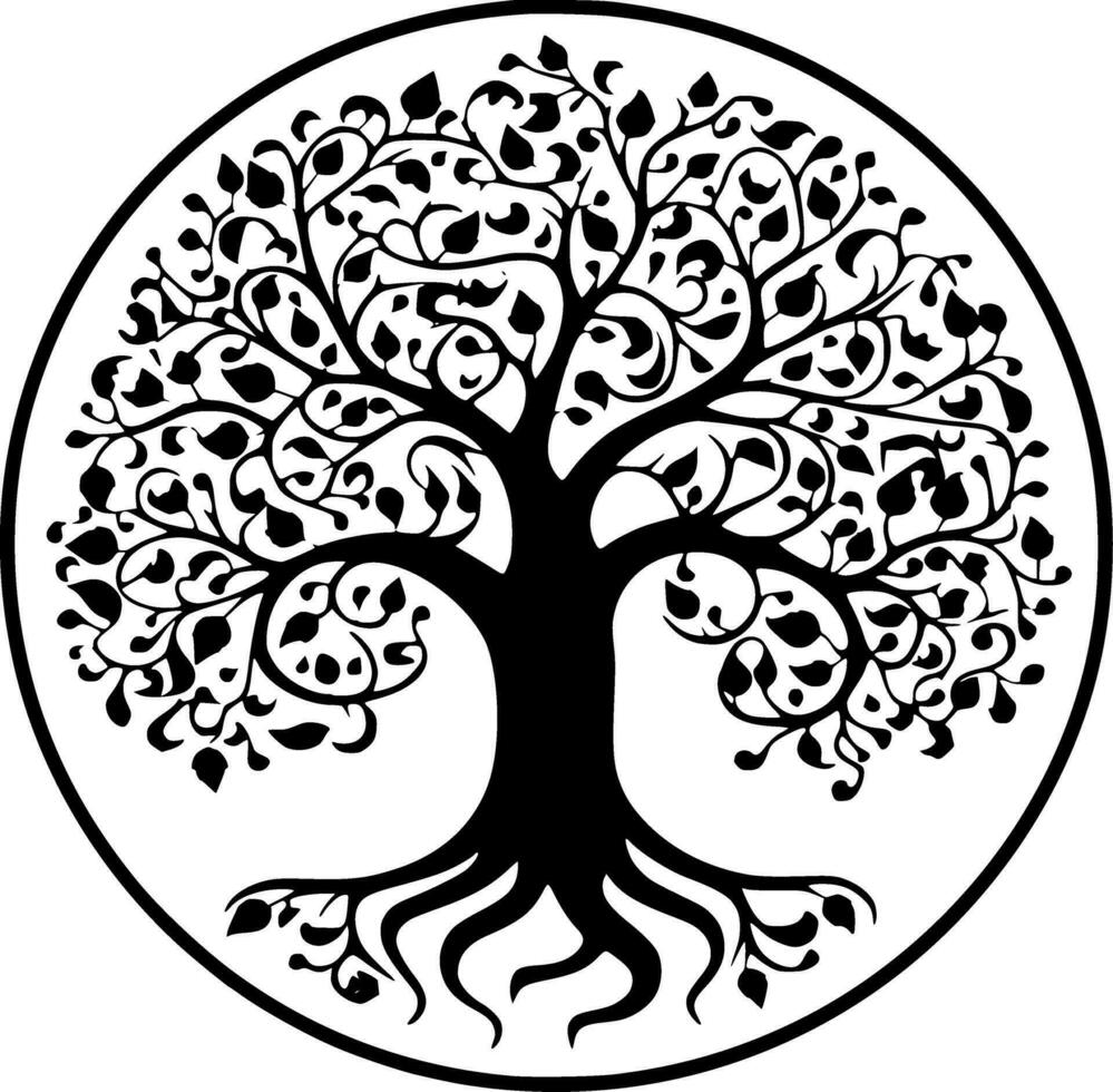 Tree - Black and White Isolated Icon - Vector illustration