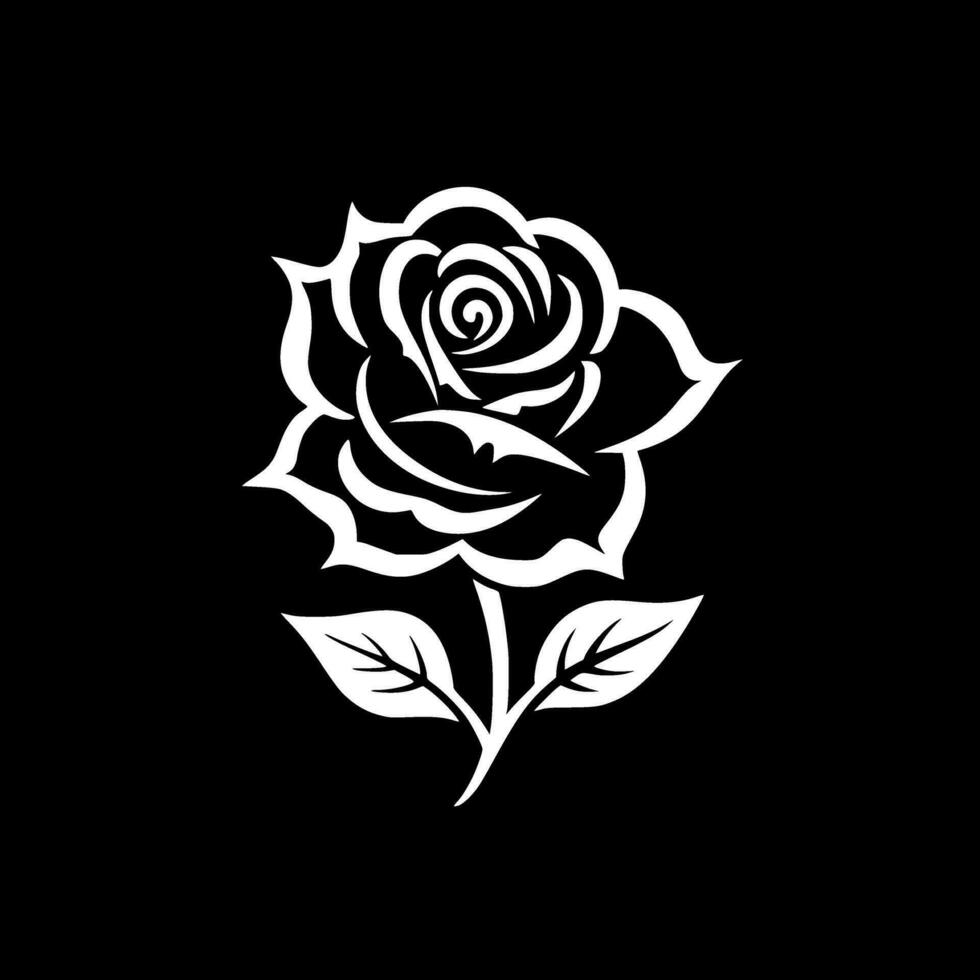 Rose - Black and White Isolated Icon - Vector illustration