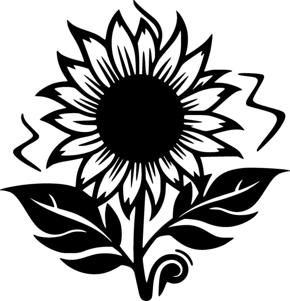 Flower, Black and White Vector illustration