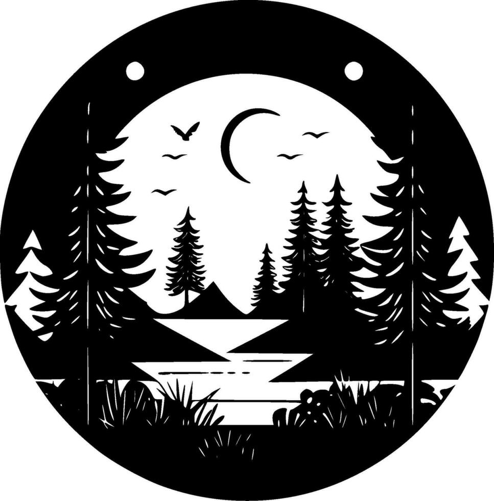 Forest, Minimalist and Simple Silhouette - Vector illustration