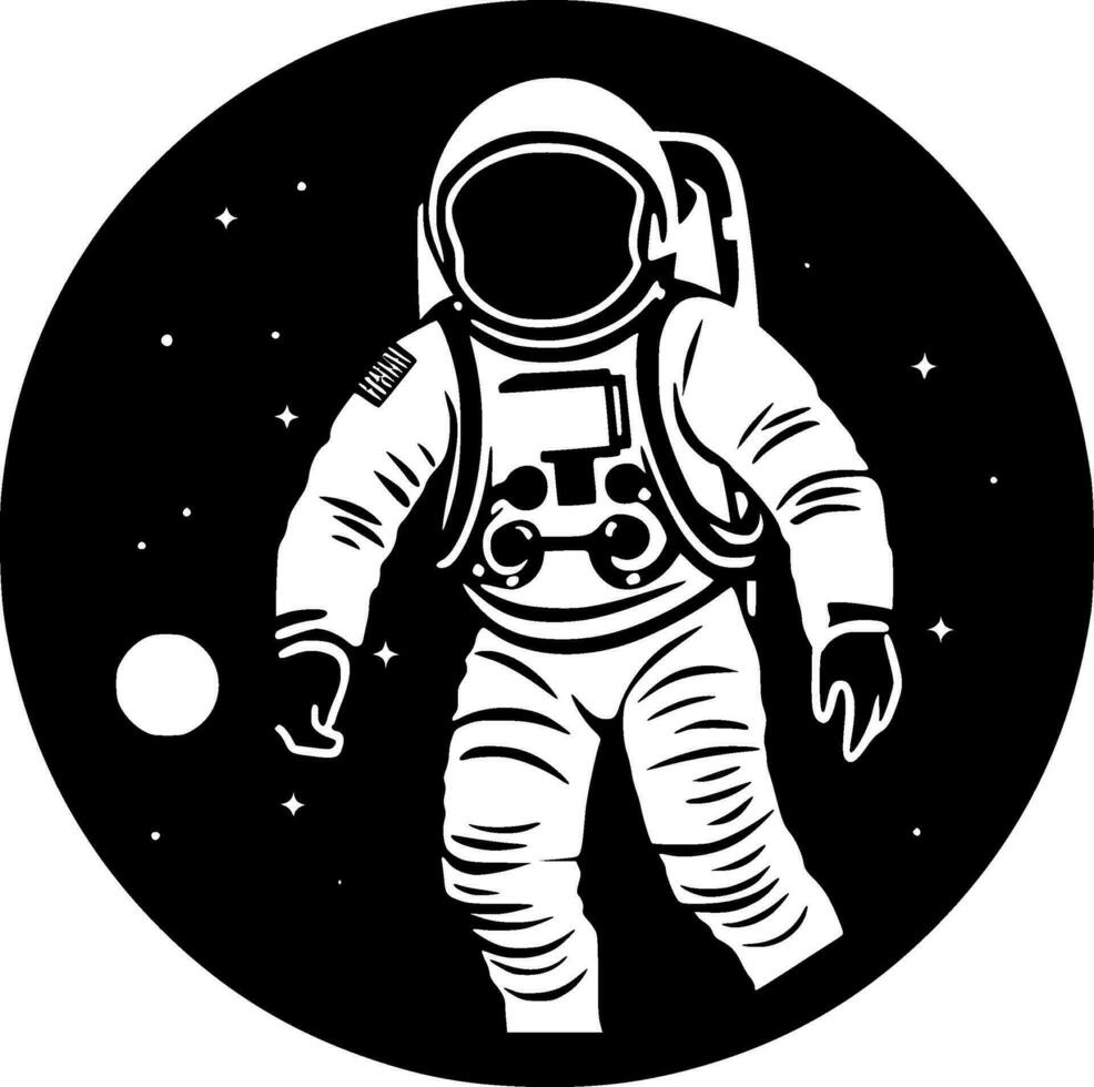 astronauta, negro y blanco vector ilustración