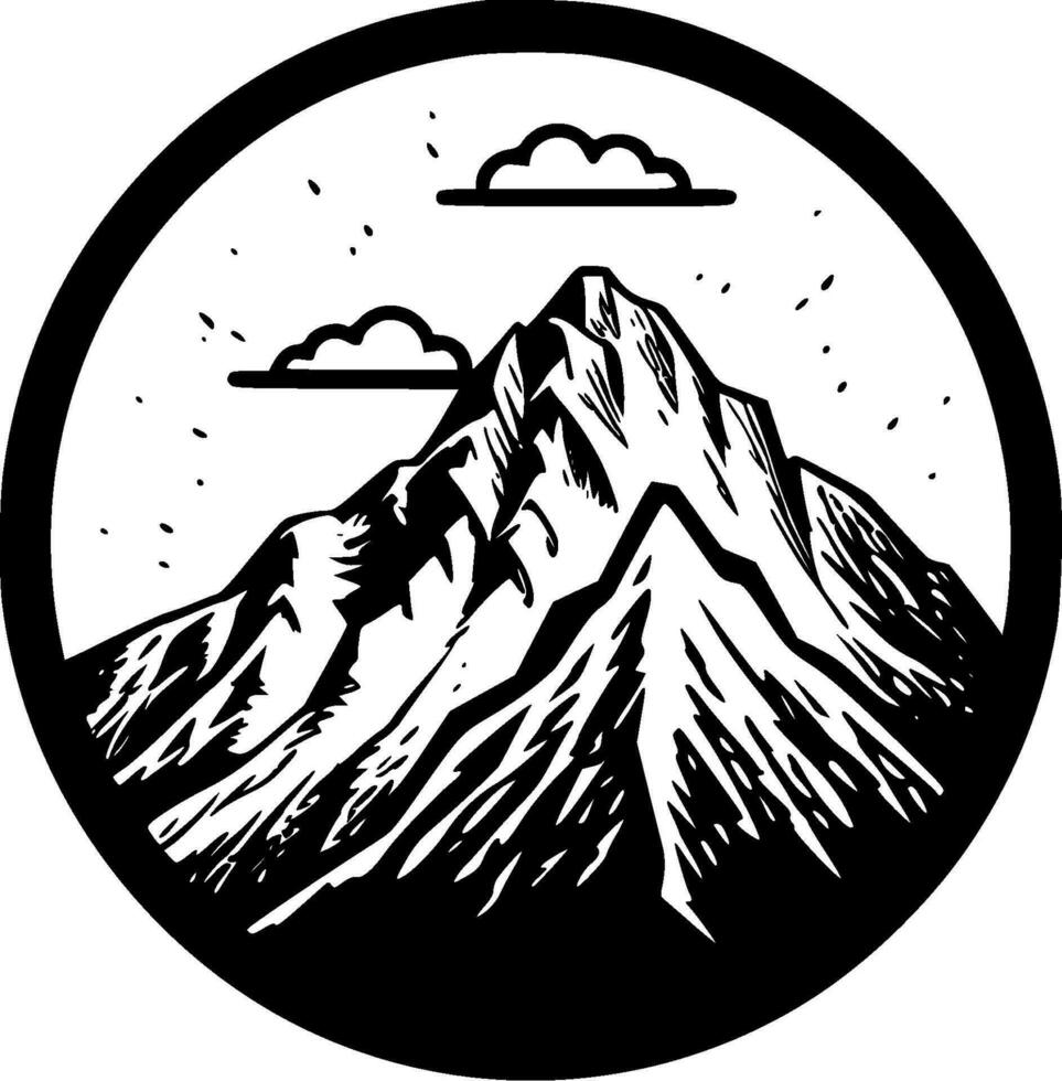 montaña - negro y blanco aislado icono - vector ilustración