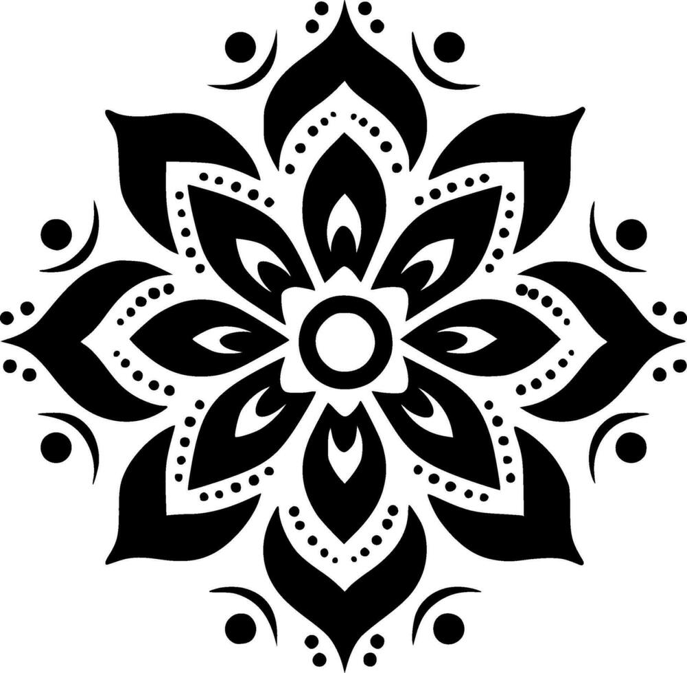 Mandala - Black and White Isolated Icon - Vector illustration