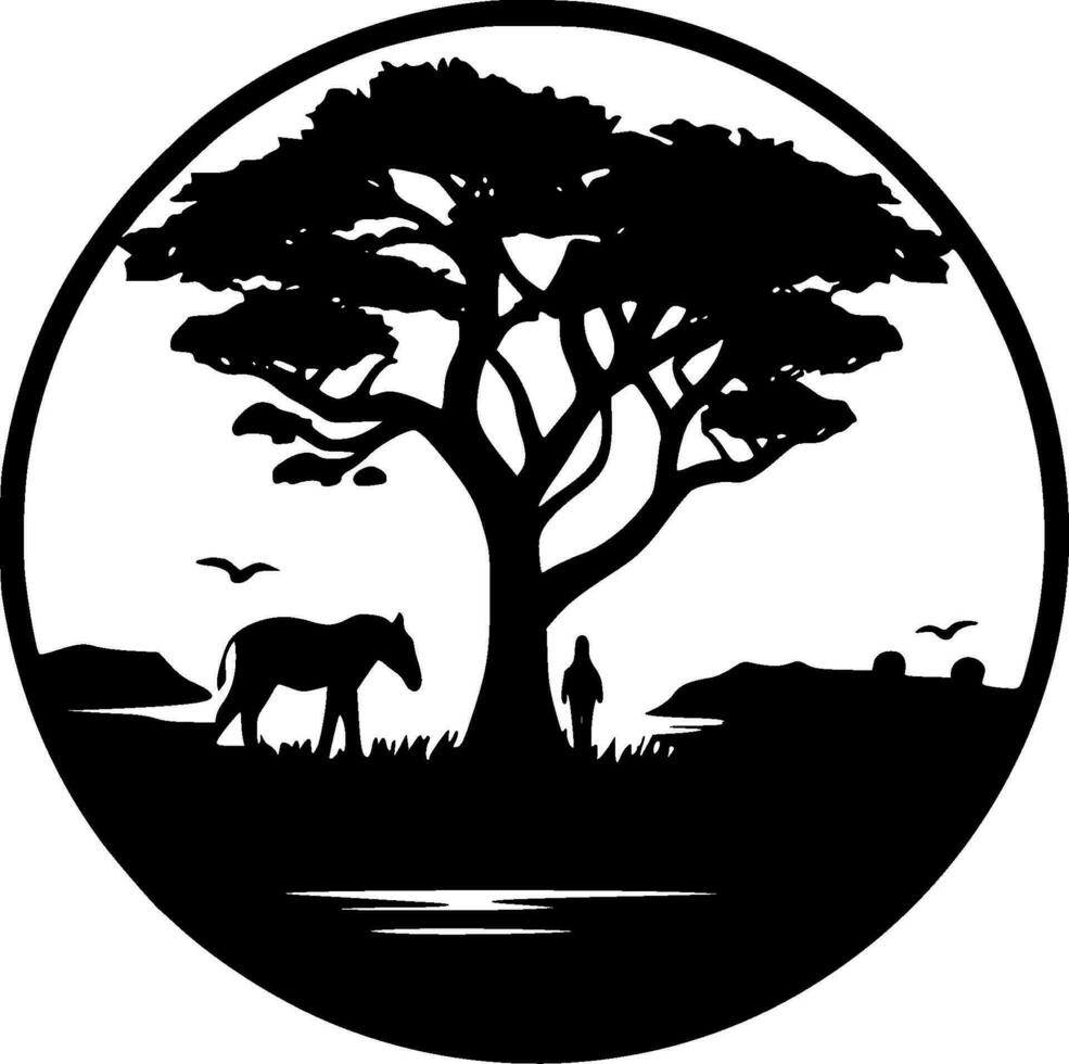 Africa, Black and White Vector illustration
