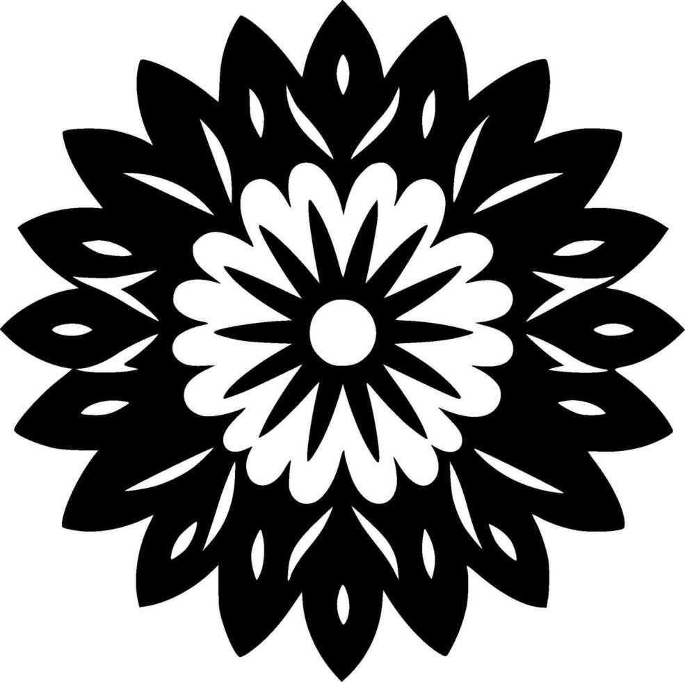 Mandala, Black and White Vector illustration