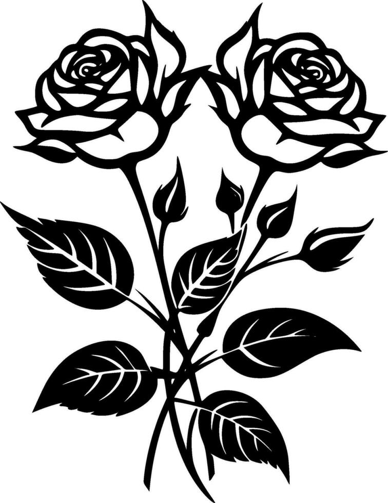 rosas, negro y blanco vector ilustración