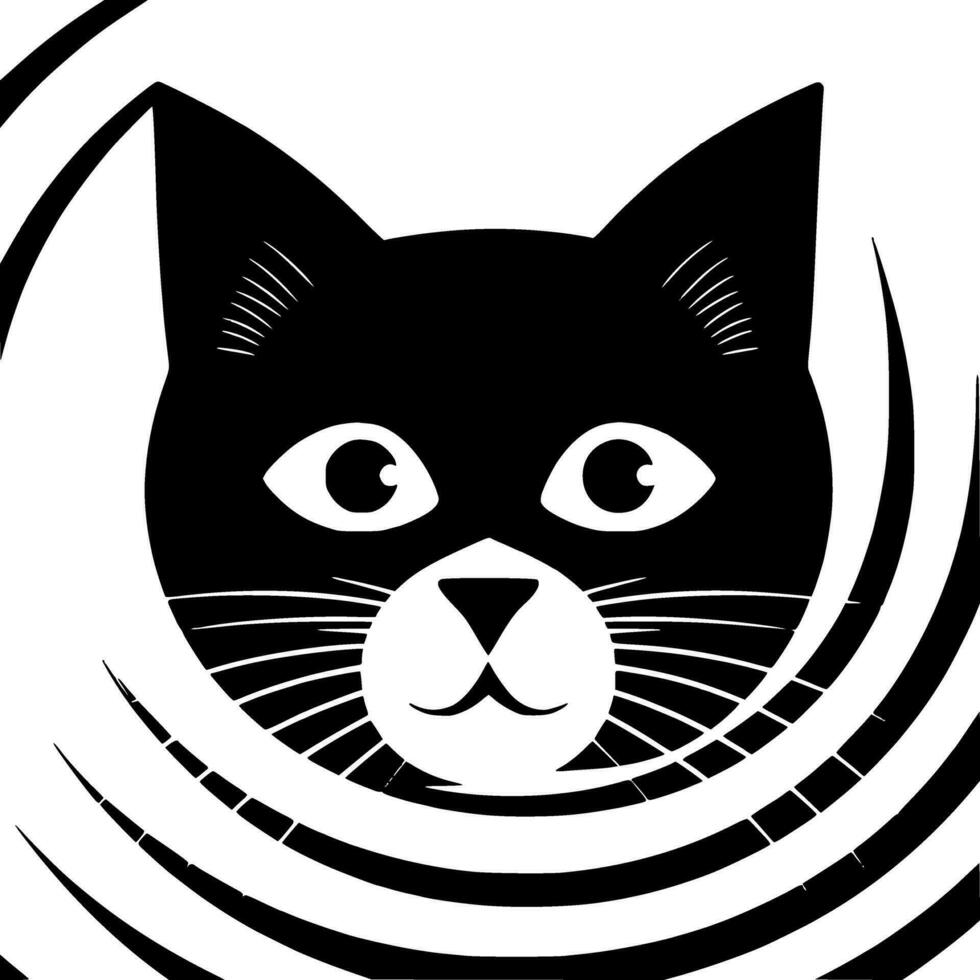 gato - negro y blanco aislado icono - vector ilustración