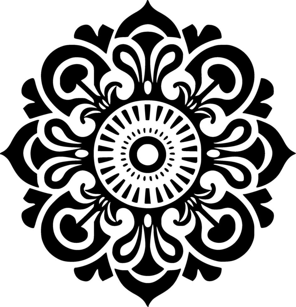 mandala - negro y blanco aislado icono - vector ilustración