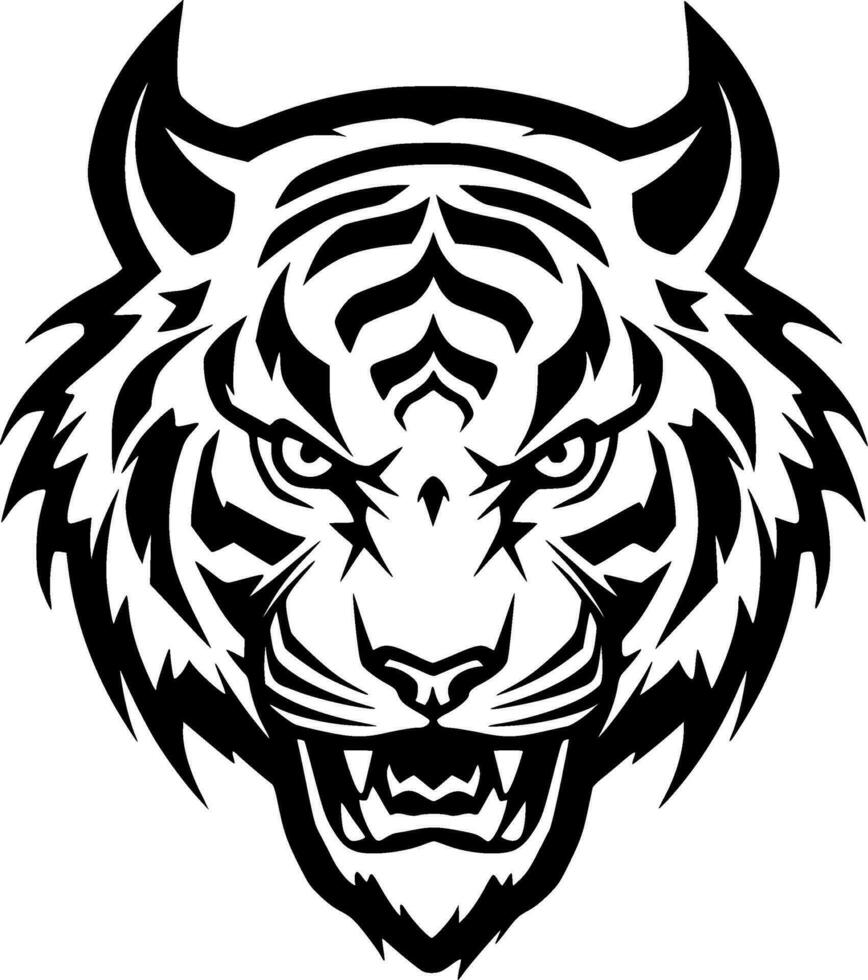 Tiger - Black and White Isolated Icon - Vector illustration