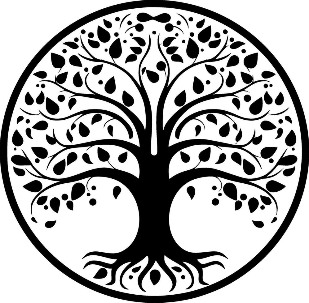 Tree - Black and White Isolated Icon - Vector illustration