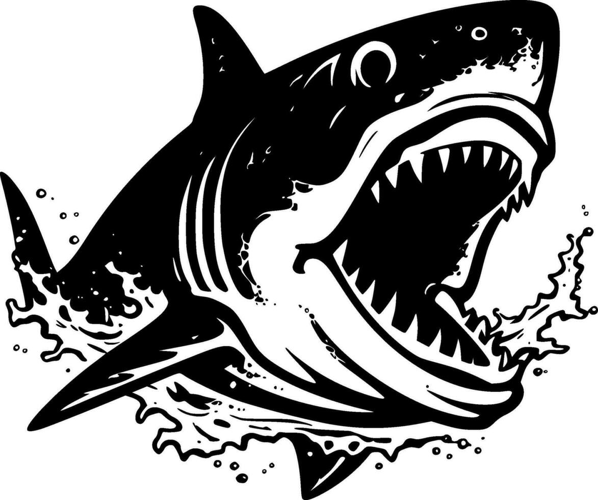 Shark - Black and White Isolated Icon - Vector illustration