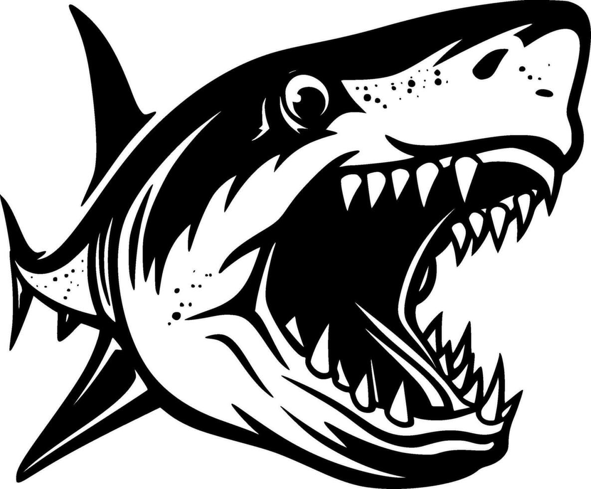 Shark, Black and White Vector illustration