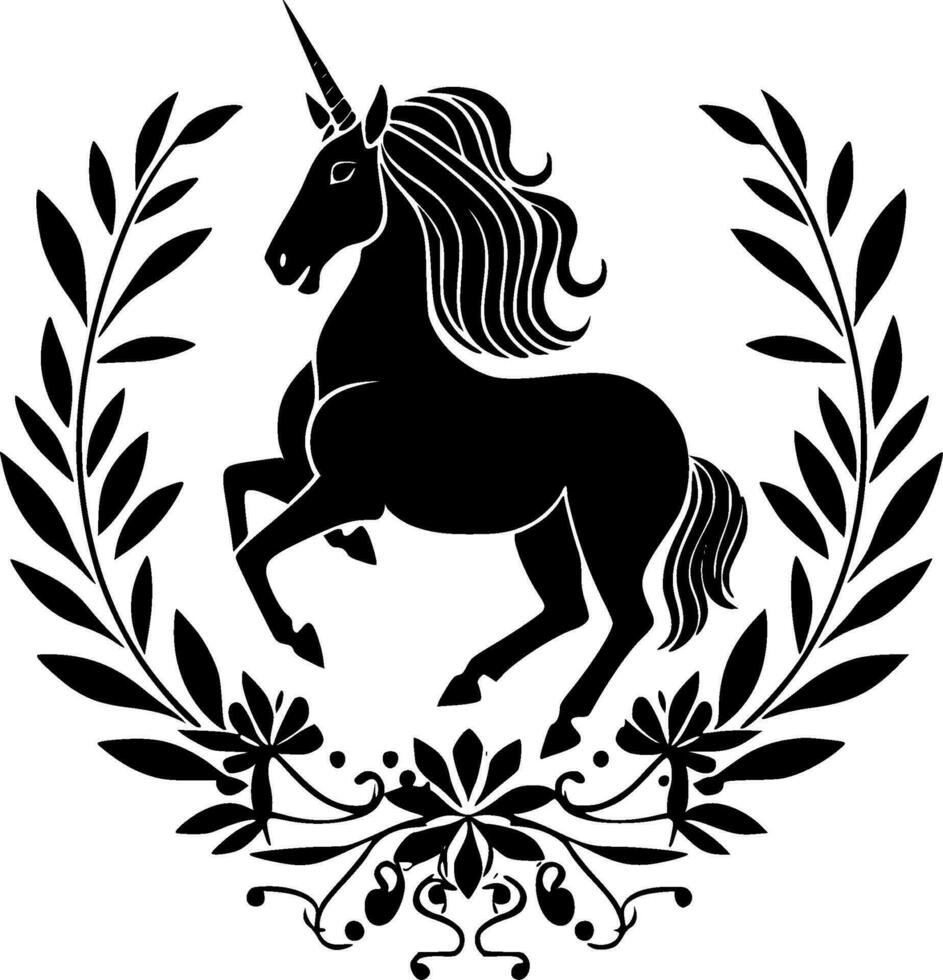 unicornio - negro y blanco aislado icono - vector ilustración