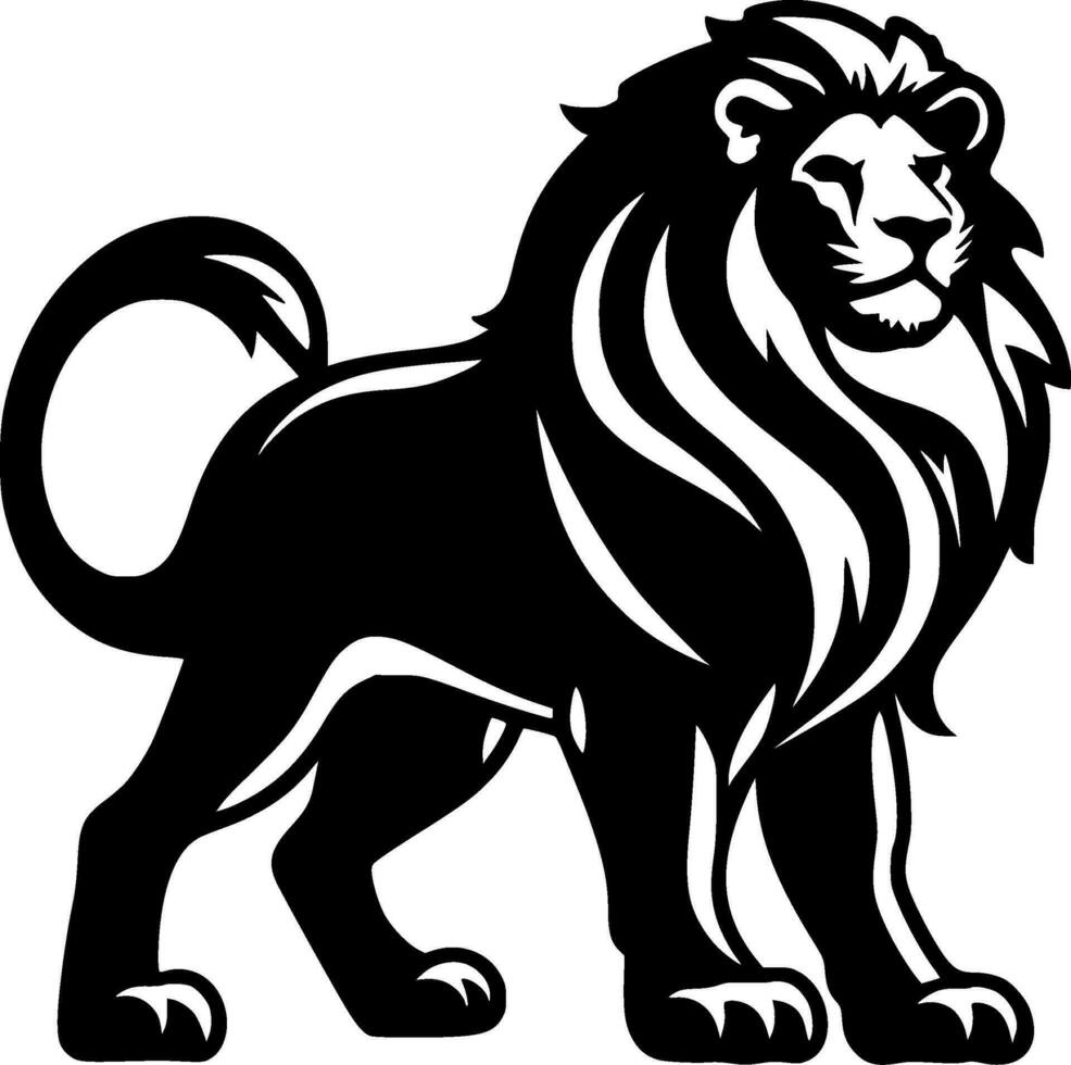 Lion - Black and White Isolated Icon - Vector illustration