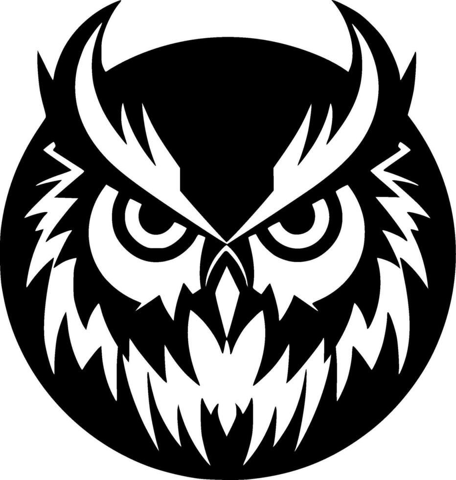 Owl - Black and White Isolated Icon - Vector illustration