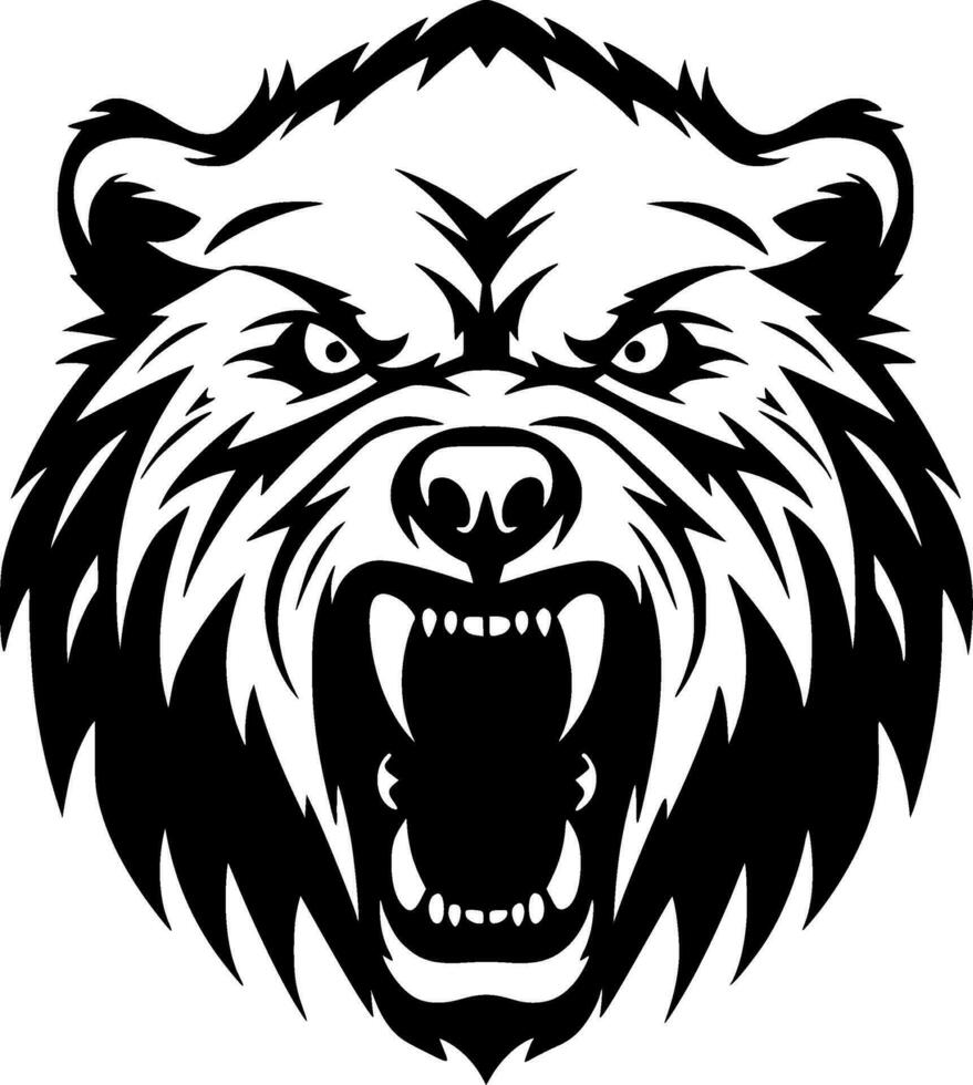 Bear, Black and White Vector illustration