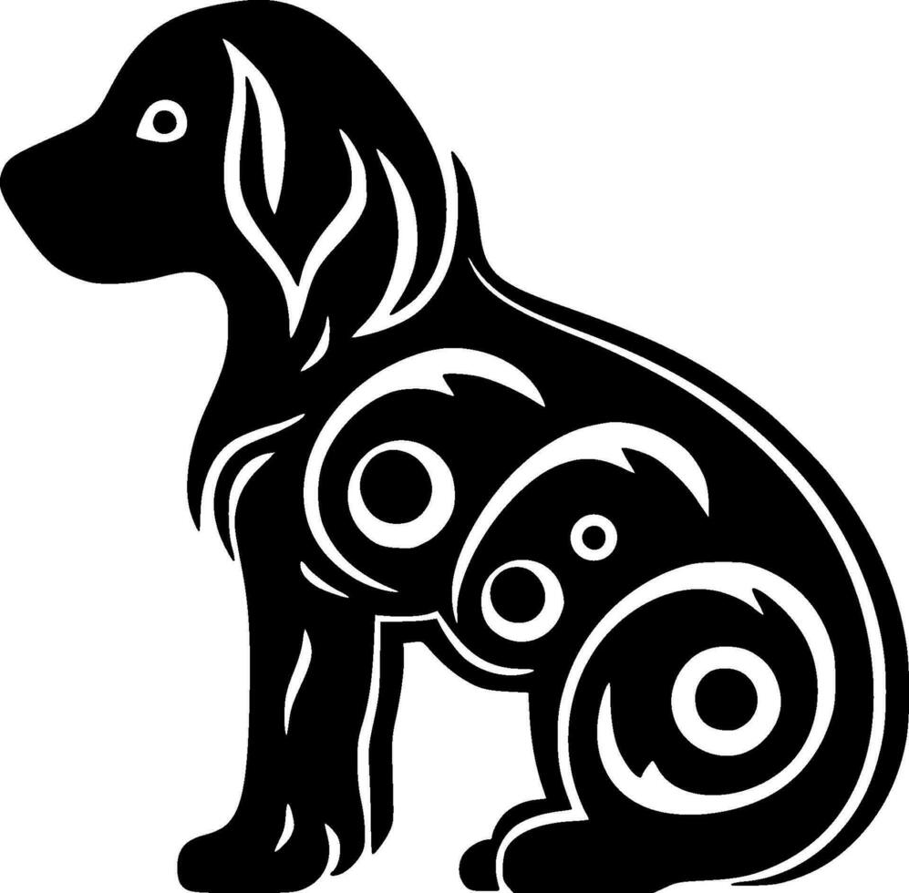 perro - negro y blanco aislado icono - vector ilustración