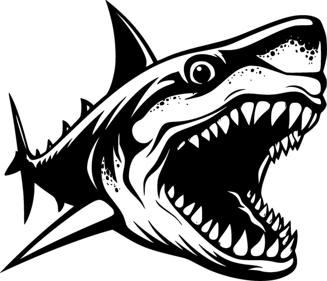 Shark - Black and White Isolated Icon - Vector illustration