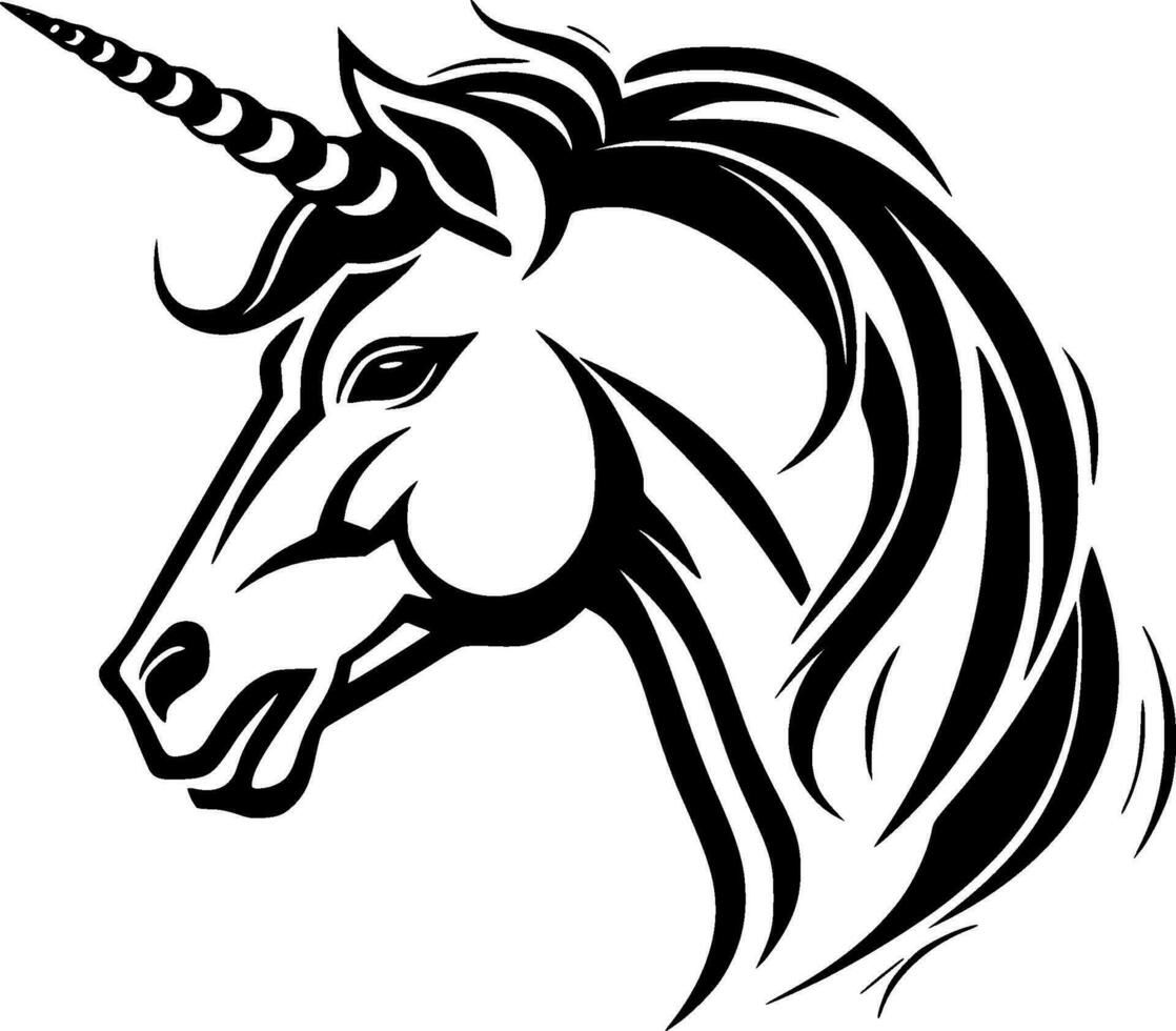 unicornio - negro y blanco aislado icono - vector ilustración