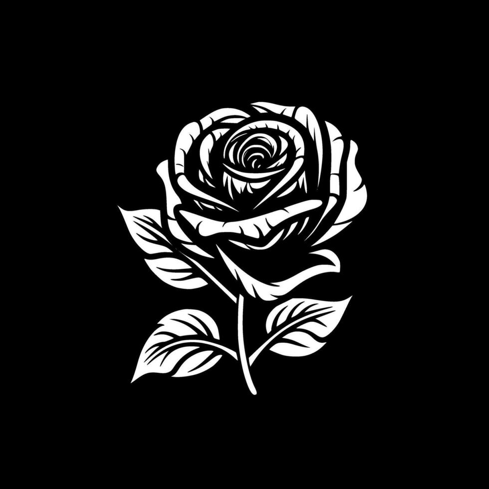 Rose - Black and White Isolated Icon - Vector illustration