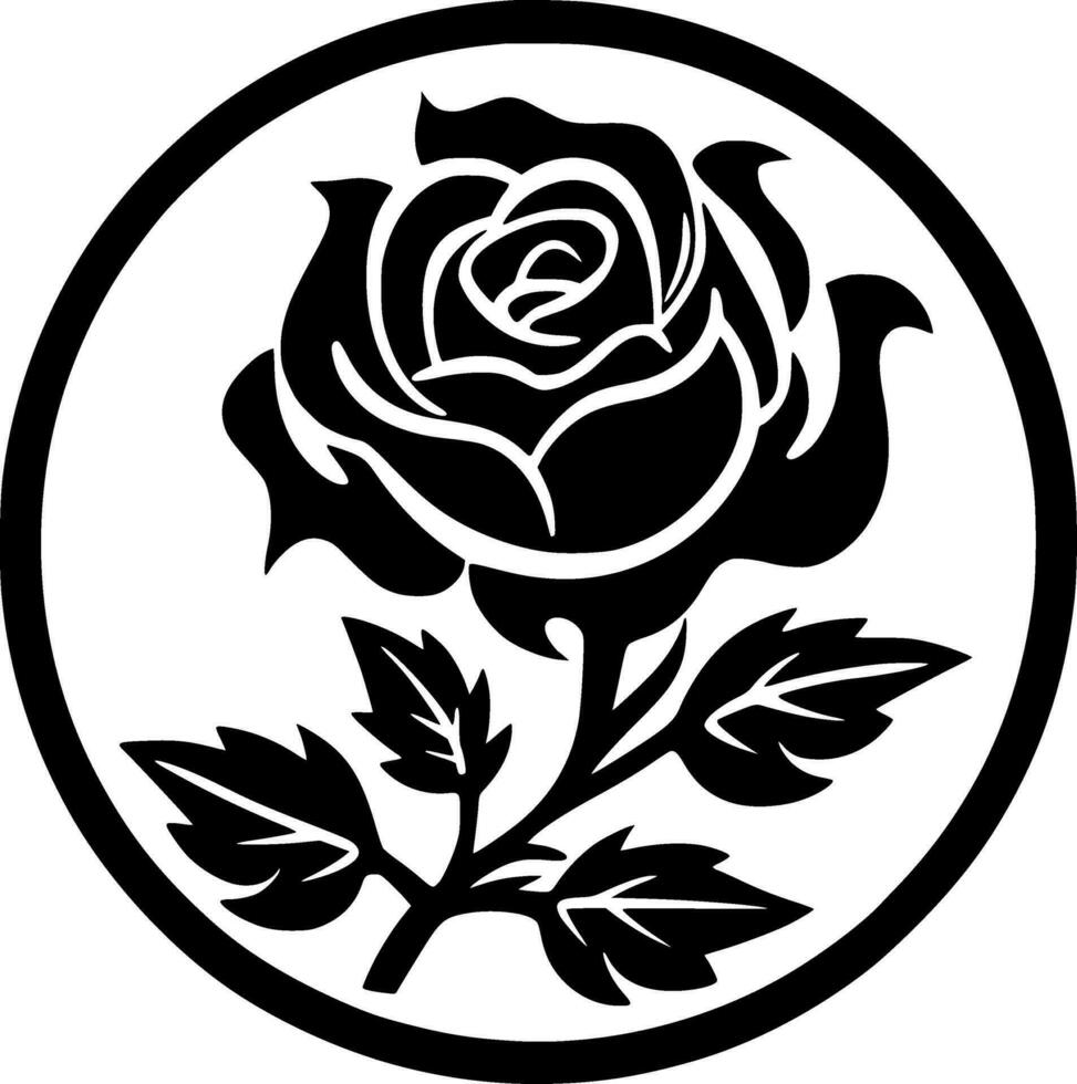 Rose - Black and White Isolated Icon - Vector illustration