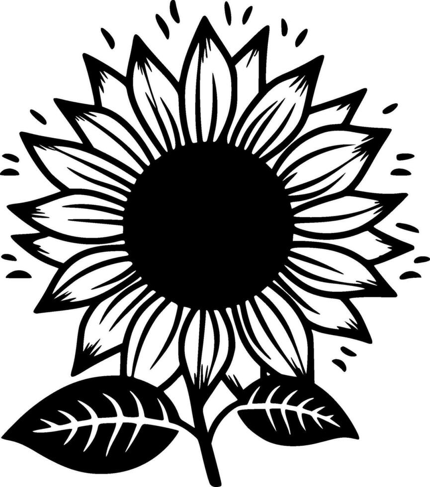 Flower - Black and White Isolated Icon - Vector illustration