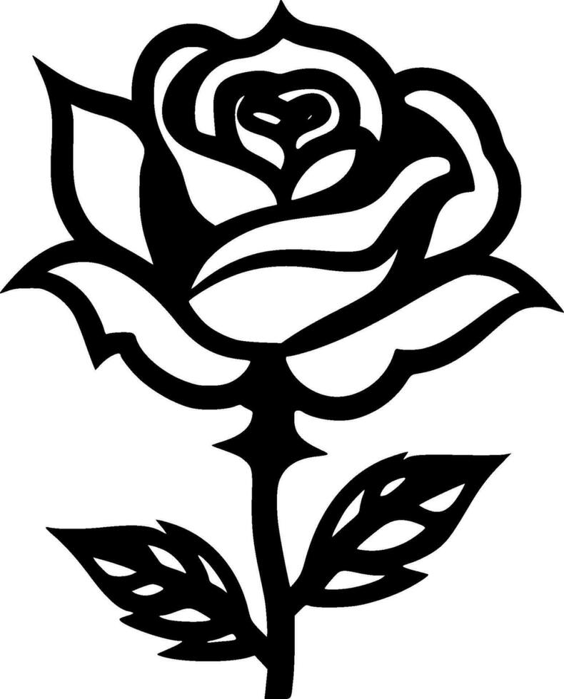 Rose - Black and White Isolated Icon - Vector illustration
