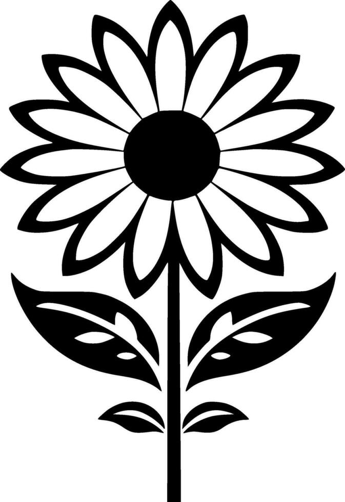 Flower, Black and White Vector illustration