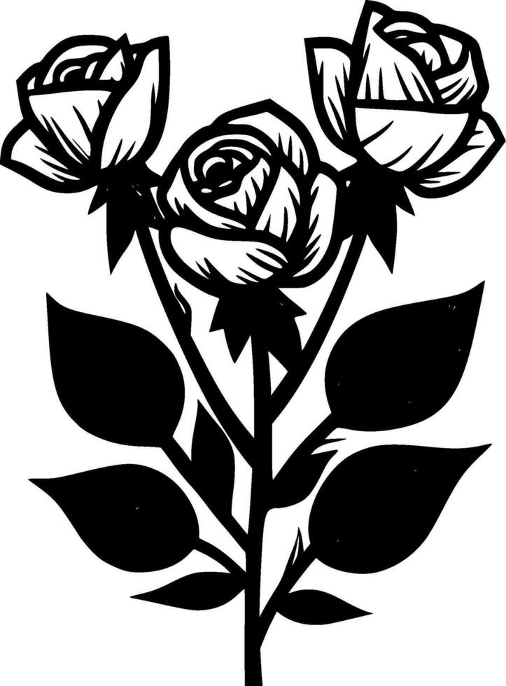 Roses, Black and White Vector illustration