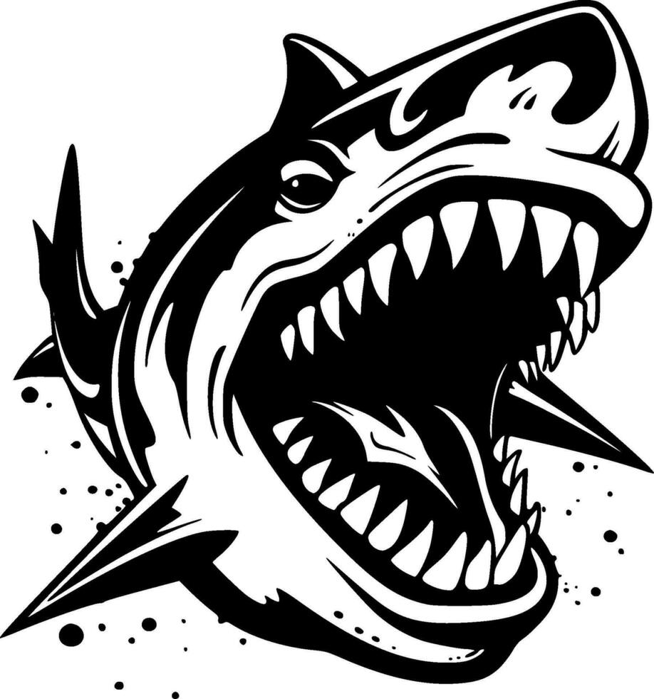 Shark, Black and White Vector illustration