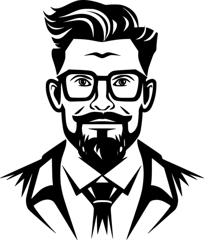 Teacher, Black and White Vector illustration