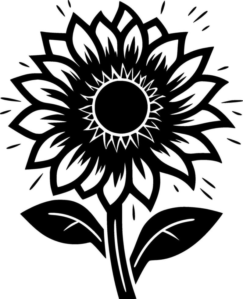 girasol, negro y blanco vector ilustración