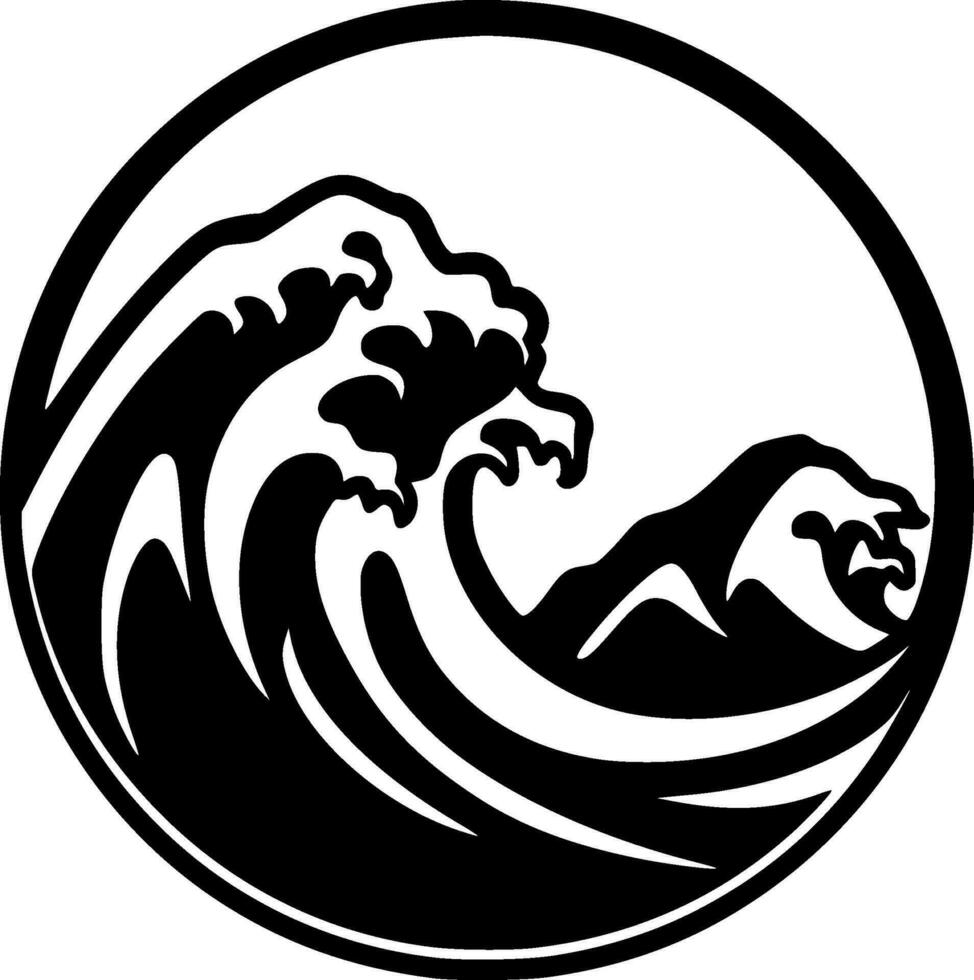 Wave, Black and White Vector illustration