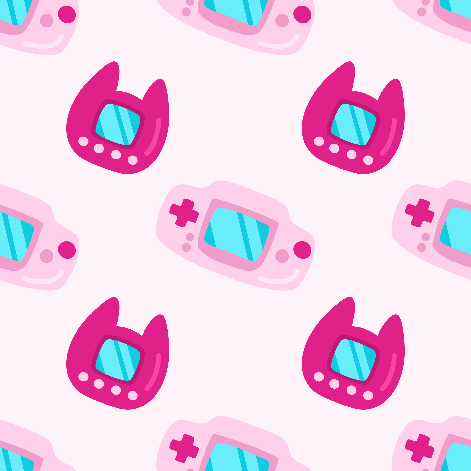 90s 00s seamless pattern game console and japanese toy in flat cartoon ...