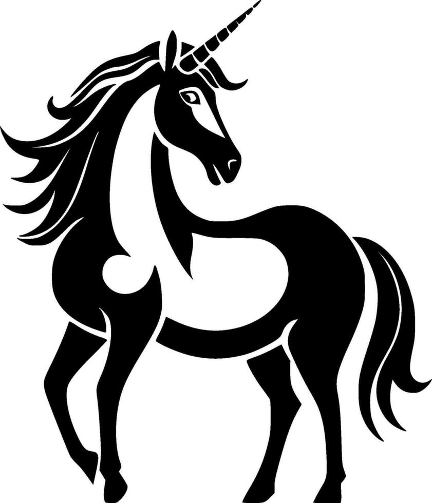 unicornio - negro y blanco aislado icono - vector ilustración