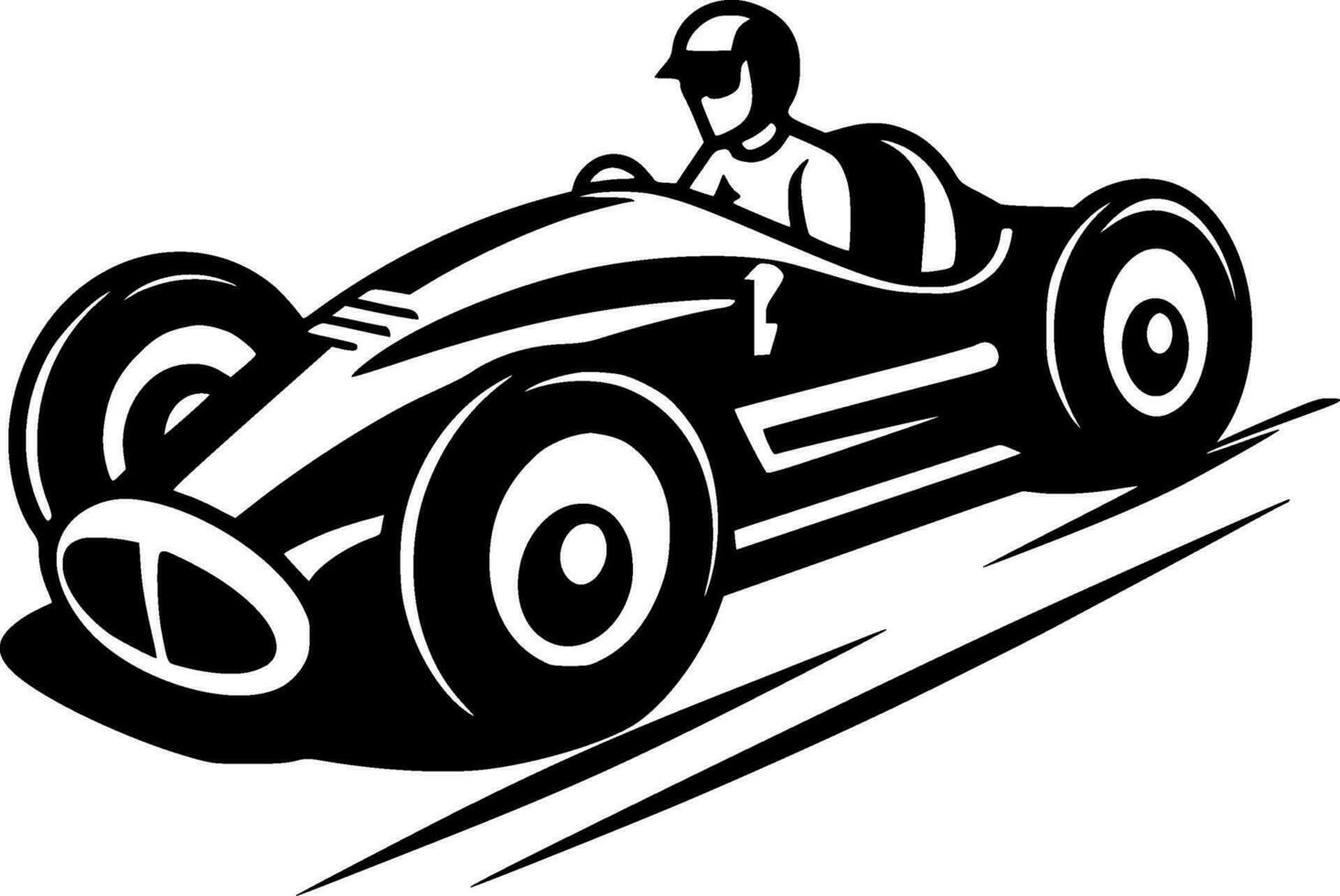 Racing, Black and White Vector illustration