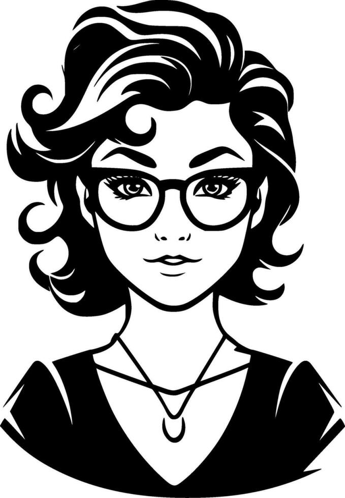 Teacher, Black and White Vector illustration