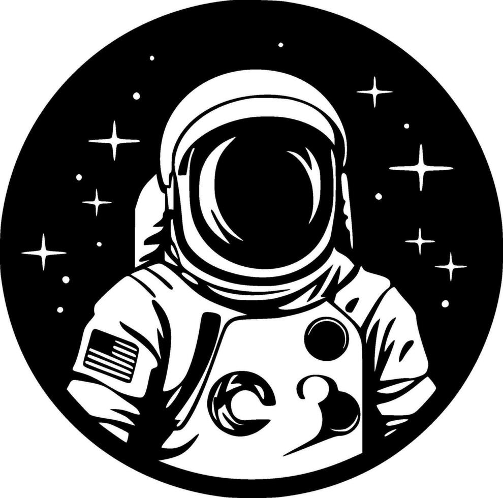 Astronaut - Black and White Isolated Icon - Vector illustration