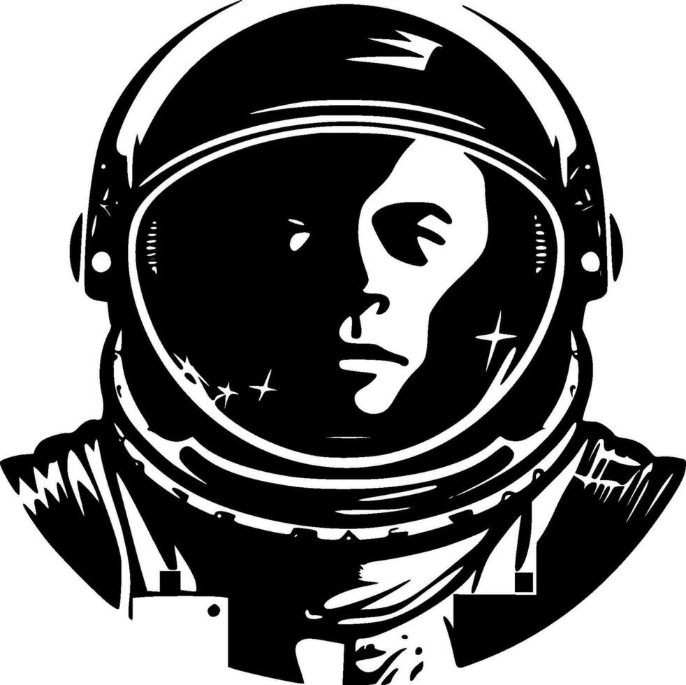 astronauta - negro y blanco aislado icono - vector ilustración