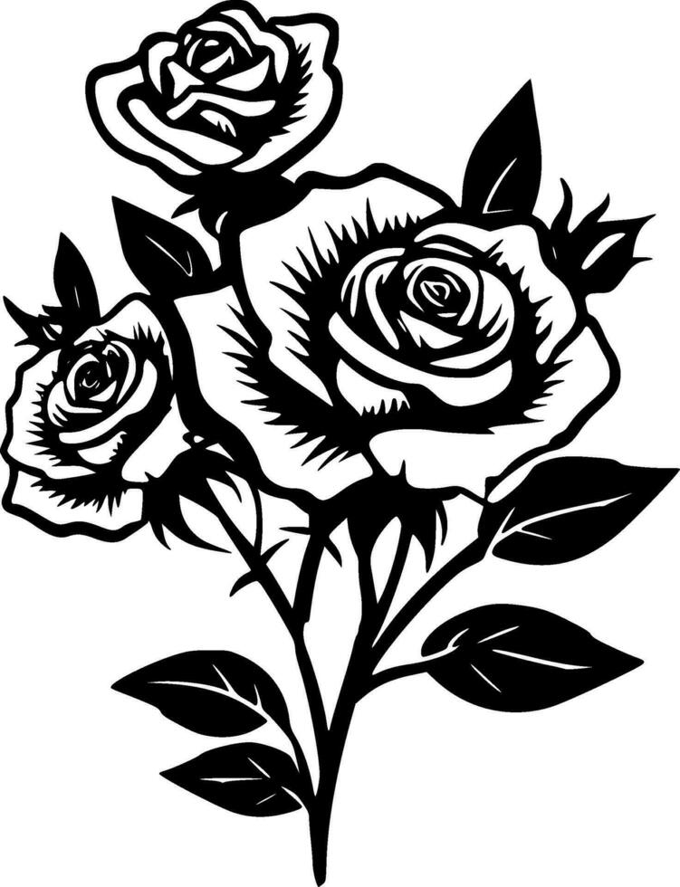 Roses, Minimalist and Simple Silhouette - Vector illustration