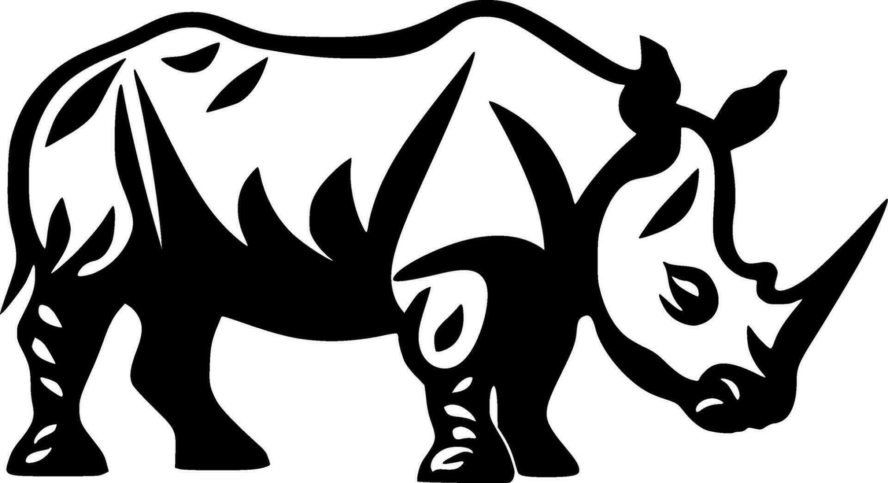 Rhinoceros, Black and White Vector illustration